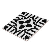 Elegante Zwart&Wit Abstract Bloemmotief Tegeltje (Zijkant)
