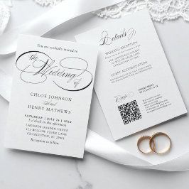 Elegante Zwart & Wit ALL-IN-ONE Trouwkaart Kaart