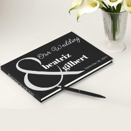 Elegante zwart-wit Ampersand bruiloft Gastenboek
