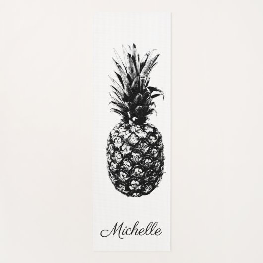 Elegante zwart-wit ananas Custom Yogamat (Voorkant)
