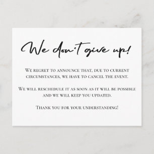 Elegante zwart-wit annuleringsaankondiging briefkaart