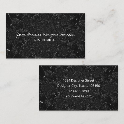 Elegante zwart-wit Antiek Waterverf Visitekaartje (Voorkant / Achterkant)