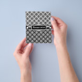 Elegante zwart-wit art deco bloemendamask flyer (Hand)