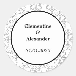 Elegante zwart-wit Art Deco-stijl Ronde Sticker