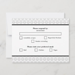 Elegante zwart-wit Art Deco-stijl RSVP Kaartje