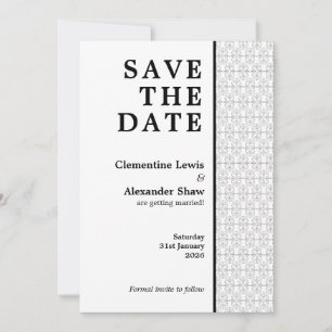 Elegante zwart-wit Art Deco-stijl Save The Date