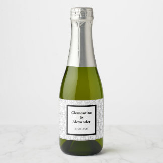 Elegante zwart-wit Art Deco-stijl Sparkling Wijnetiket