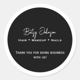 Elegante zwart-wit bedanksticker voor bedrijven ronde sticker