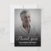 Elegante zwart-wit begrafenisfoto bedankkaart (Voorkant)