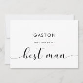 Elegante zwart-wit Best Man Proposal Kaart (Voorkant)