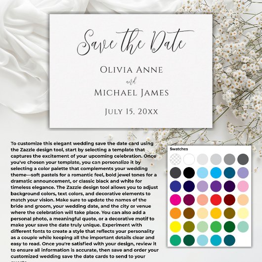 Elegante Zwart & Wit Bewaar de Datum Save The Date
