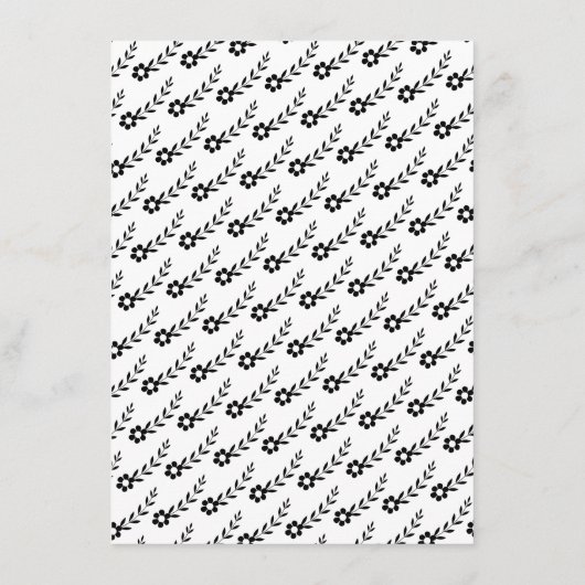 Elegante zwart-wit bloem bruids bingokaart informatiekaartje (Achterkant)