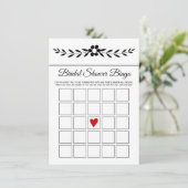 Elegante zwart-wit bloem bruids bingokaart informatiekaartje (Staand voorkant)