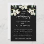 Elegante zwart-wit bloemen bruiloft uitnodiging (Voorkant)