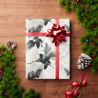 Elegante zwart-wit bloemen cadeau wrap cadeaupapier