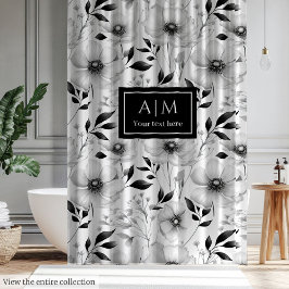 Elegante zwart-wit bloemen douchegordijn
