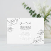 Elegante zwart-wit bloemen gastgegevens informatiekaartje (Staand voorkant)