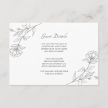 Elegante zwart-wit bloemen gastgegevens