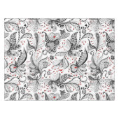 Elegante zwart-wit bloemen & harten tafelkleed (Voorkant (Horizontaal))