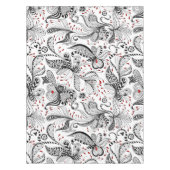 Elegante zwart-wit bloemen & harten tafelkleed (Voorkant)