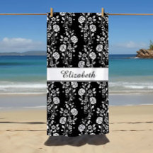 Elegante Zwart & Wit Bloemen Naam