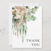 Elegante zwart-wit bloemenbruiloft bedankkaart (Voorkant)