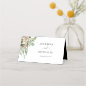 Elegante zwart-wit bloemenbruiloft plaatskaartje (Achterkant)