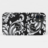 Elegante zwart-wit bloemendamask Case-Mate iPhone case (Achterkant (horizontaal))