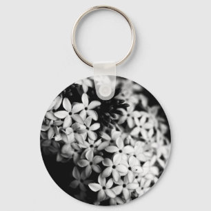 Elegante zwart-wit bloemenfoto sleutelhanger