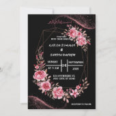 Elegante zwart-wit bloemenmoslim bruiloft kaart (Voorkant)