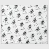 Elegante zwart/wit bloemmotief Bedankt Occasion Cadeaupapier (Vlak)