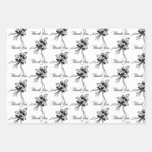 Elegante zwart/wit bloemmotief Bedankt Occasion Inpakpapier Vel (Voorkant 2)