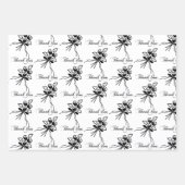 Elegante zwart/wit bloemmotief Bedankt Occasion Inpakpapier Vel (Voorkant)