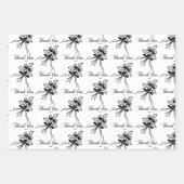 Elegante zwart/wit bloemmotief Bedankt Occasion Inpakpapier Vel (Voorkant 3)