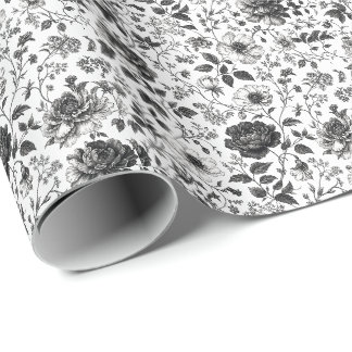 Elegante zwart-wit bloempatroon stropdas cadeaupapier