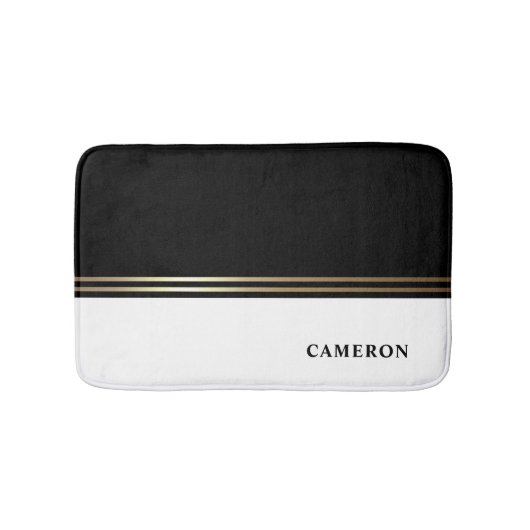 Elegante zwart-wit blok Folie gepersonaliseerd Badmat (Voorkant)