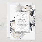 Elegante zwart-wit boho alles in één bruiloft kaart (Voorkant)