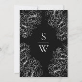 Elegante Zwart Wit Boho Bloemen Moderne bruiloft Kaart (Achterkant)