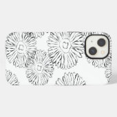 Elegante zwart-wit Boho Chic Madeliefjespatroon iPhone Hoesje (Achterkant horizontaal)