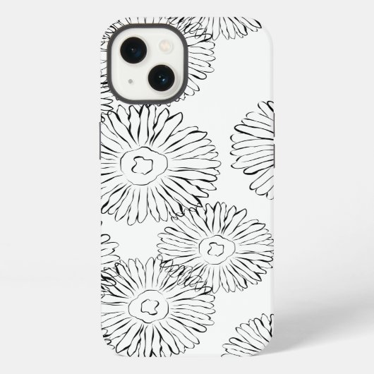 Elegante zwart-wit Boho Chic Madeliefjespatroon iPhone Hoesje (Achterkant)