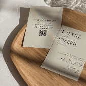 Elegante zwart-wit Boho QR Code Wedding Kaart