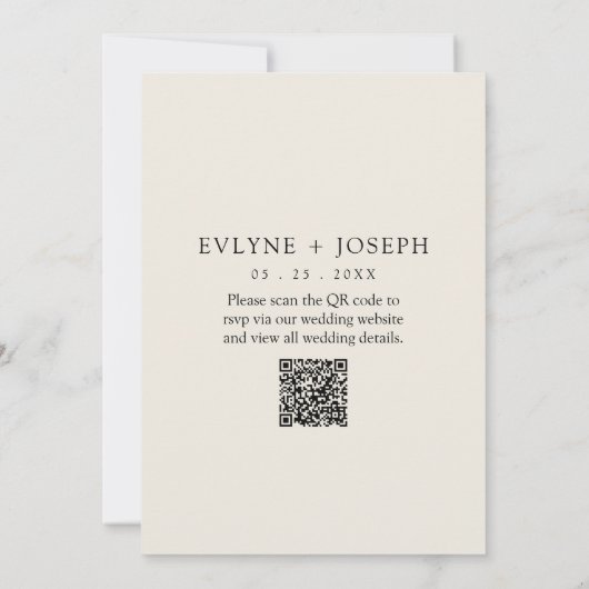 Elegante zwart-wit Boho QR Code Wedding Kaart (Achterkant)