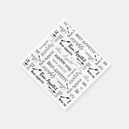 Elegante zwart-wit Bon Appetit Franse chef-kok Servetten (Hoek)