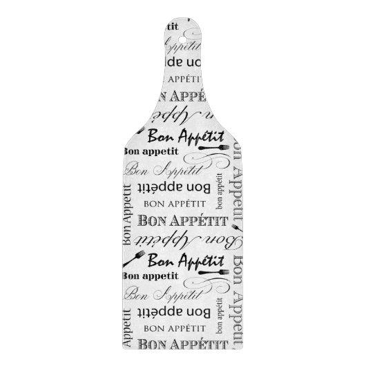 Elegante zwart-wit Bon Appetit Franse chef-kok Snijplank (Voorkant)