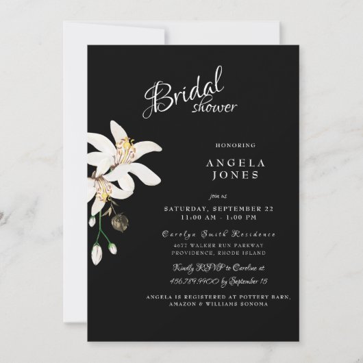 Elegante zwart-wit bruids douche uitnodiging (Voorkant)