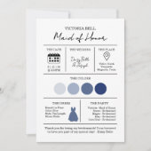 Elegante zwart-wit bruidsmeisje informatie Kaart (Voorkant)