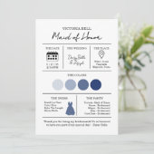 Elegante zwart-wit bruidsmeisje informatie Kaart (Staand voorkant)