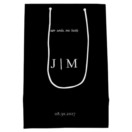 Elegante zwart-wit bruidstas medium cadeauzakje (Achterkant)