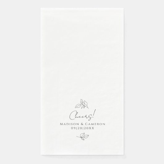 Elegante zwart & wit bruiloft bladeren botanisch servet (Voorkant)