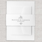 Elegante zwart & wit bruiloft botanische bladeren uitnodigingen wikkel